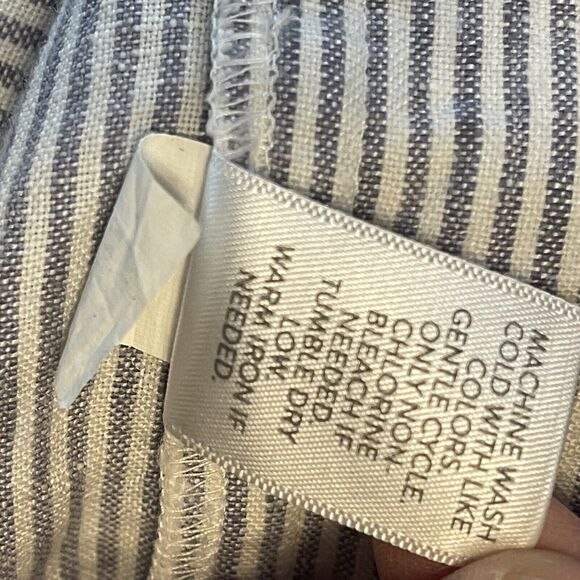 J Jill Love Linen Button Side Nautical Pants Crop Blue Stripe SIZE LARGE Womens - Picture 13 of 13